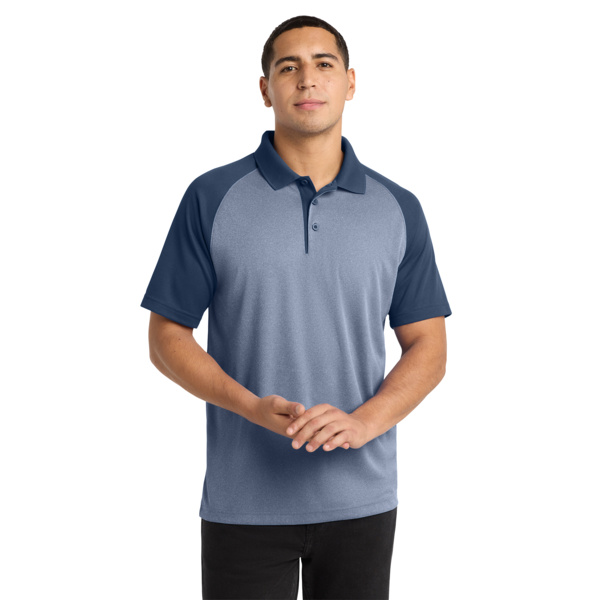 Sport Tek PosiCharge ® RacerMesh ® Raglan Heather Block Polo ST641 PosiCharge ® RacerMesh ® Raglan Heather Block Polo Thumbnail
