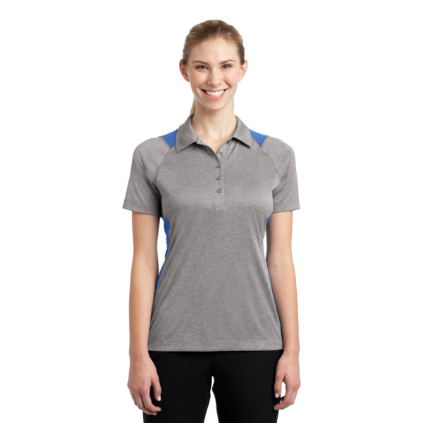 Sport Tek Ladies Heather Colorblock Contender Polo LST665 Ladies Heather Colorblock Contender Polo Thumbnail