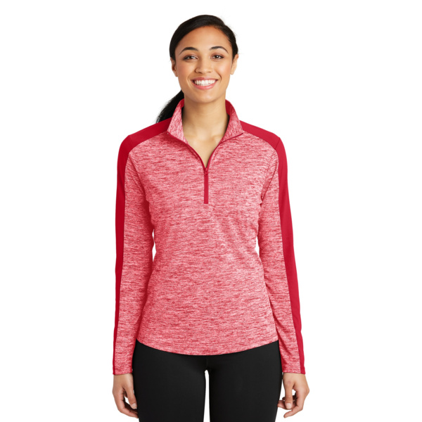 Sport Tek Ladies PosiCharge ® Electric Heather Colorblock 1/4 Zip Pullover LST397 Ladies PosiCharge ® Electric Heather Colorblock 1/4 Zip Pullover Thumbnail
