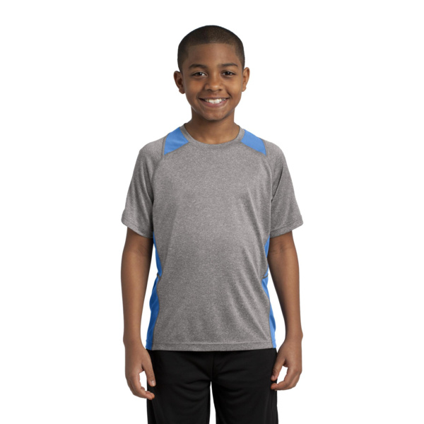 Sport Tek Youth Heather Colorblock Contender Tee YST361 Youth Heather Colorblock Contender Tee Thumbnail