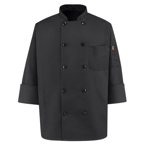 Chef Designs Ten Pearl Button Black Chef Coat 0425 Ten Pearl Button Black Chef Coat Thumbnail