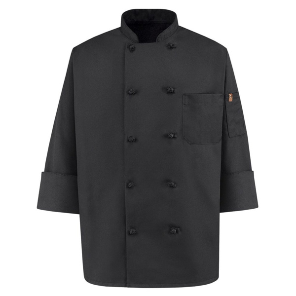 Chef Designs Black Knot Button Chef Coat 0427 Black Knot Button Chef Coat Thumbnail